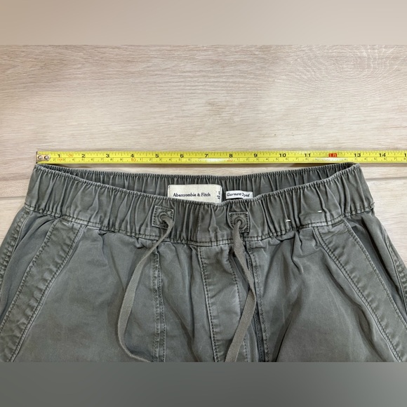 Abercrombie Fitch Baggy Cargo Pants Women S Army Green Pull-on Drawstring Zipper - Picture 8 of 9